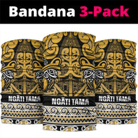 Aotearoa Iwi Ngāti Tama ki Te Waipounamu Trust Neck Gaiter Maori Wharenui House Tribal Pattern LT9 package One Size: 25*50cm Gold - Polynesian Pride