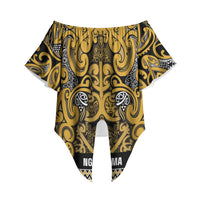 Aotearoa Iwi Ngāti Tama ki Te Waipounamu Trust Off Shoulder Wrap Waist Top Maori Wharenui House Tribal Pattern LT9 - Polynesian Pride
