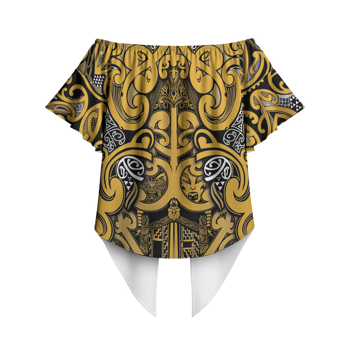 Aotearoa Iwi Ngāti Tama ki Te Waipounamu Trust Off Shoulder Wrap Waist Top Maori Wharenui House Tribal Pattern LT9 - Polynesian Pride