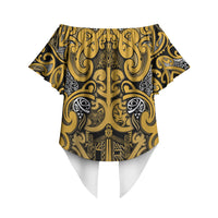 Aotearoa Iwi Ngāti Tama ki Te Waipounamu Trust Off Shoulder Wrap Waist Top Maori Wharenui House Tribal Pattern LT9 - Polynesian Pride