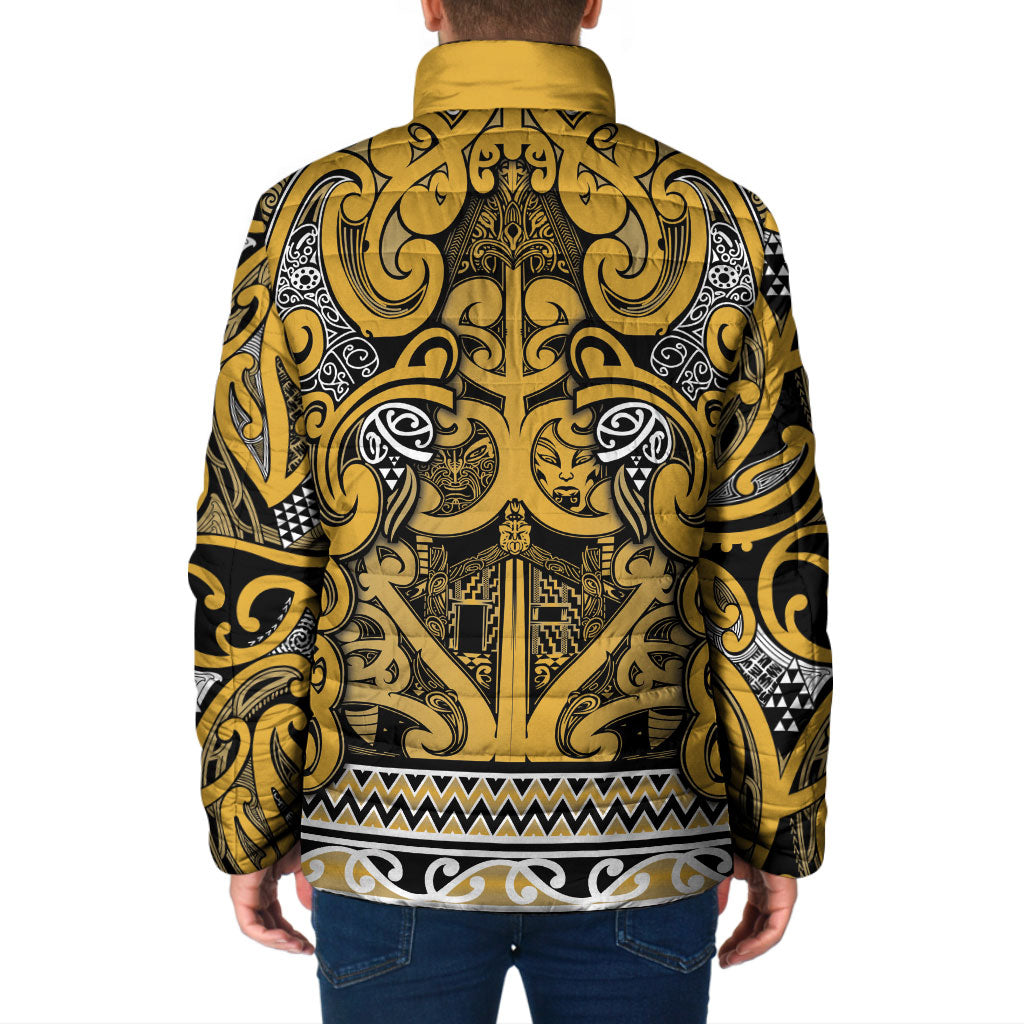 Aotearoa Iwi Ngāti Tama ki Te Waipounamu Trust Padded Jacket Maori Wharenui House Tribal Pattern LT9 - Polynesian Pride