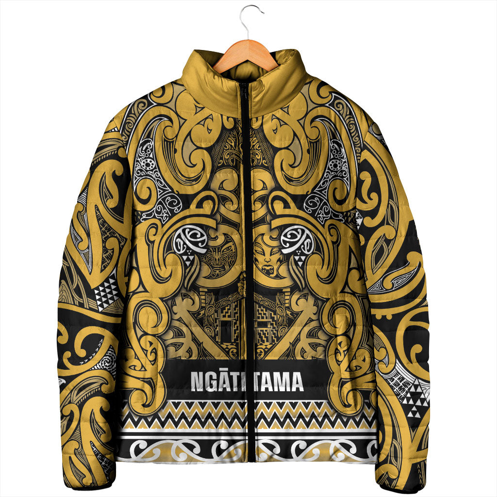 Aotearoa Iwi Ngāti Tama ki Te Waipounamu Trust Padded Jacket Maori Wharenui House Tribal Pattern LT9 - Polynesian Pride