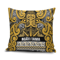 Aotearoa Iwi Ngāti Tama ki Te Waipounamu Trust Pillow Cover Maori Wharenui House Tribal Pattern LT9 Gold - Polynesian Pride