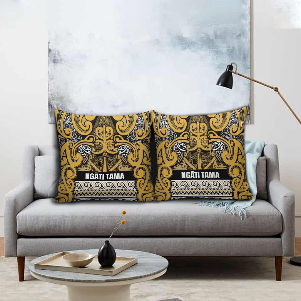 Aotearoa Iwi Ngāti Tama ki Te Waipounamu Trust Pillow Cover Maori Wharenui House Tribal Pattern LT9 - Polynesian Pride