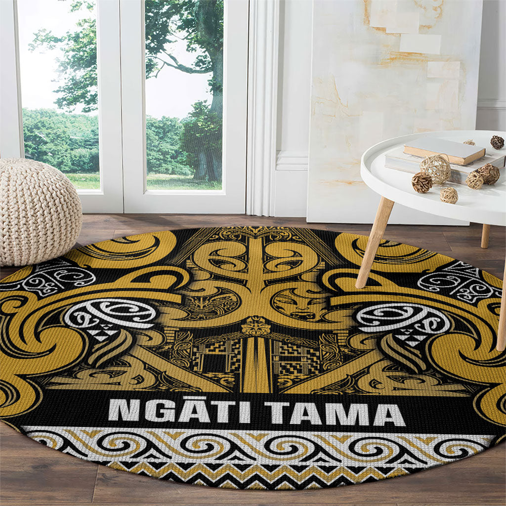 Aotearoa Iwi Ngāti Tama ki Te Waipounamu Trust Round Carpet Maori Wharenui House Tribal Pattern LT9 - Polynesian Pride