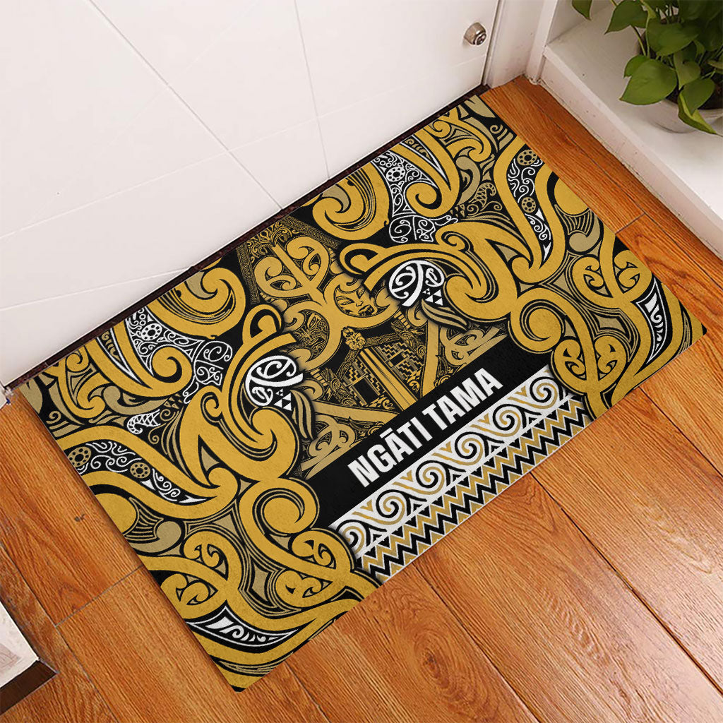 Aotearoa Iwi Ngāti Tama ki Te Waipounamu Trust Rubber Doormat Maori Wharenui House Tribal Pattern LT9 - Polynesian Pride