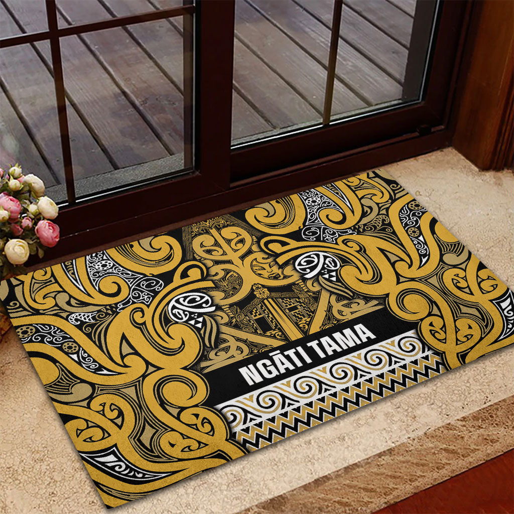 Aotearoa Iwi Ngāti Tama ki Te Waipounamu Trust Rubber Doormat Maori Wharenui House Tribal Pattern LT9 - Polynesian Pride