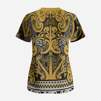Aotearoa Iwi Ngāti Tama ki Te Waipounamu Trust Scrub Top Maori Wharenui House Tribal Pattern LT9 - Polynesian Pride