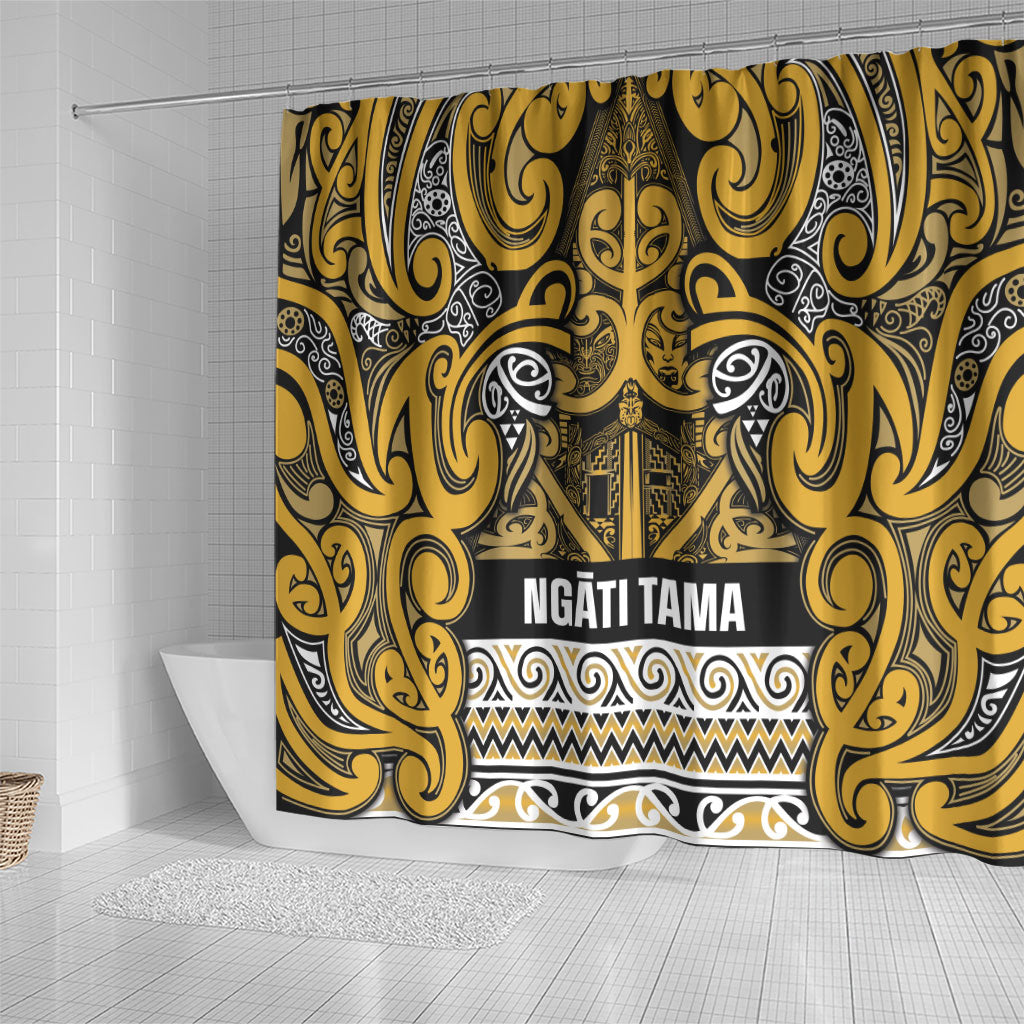 Aotearoa Iwi Ngāti Tama ki Te Waipounamu Trust Shower Curtain Maori Wharenui House Tribal Pattern LT9 - Polynesian Pride