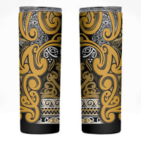 Aotearoa Iwi Ngāti Tama ki Te Waipounamu Trust Skinny Tumbler Maori Wharenui House Tribal Pattern LT9 Gold - Polynesian Pride