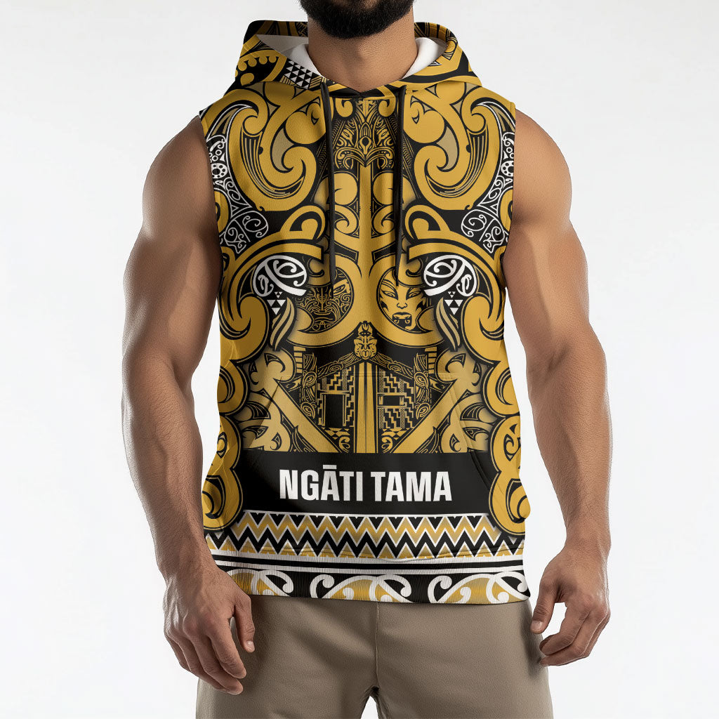 Aotearoa Iwi Ngāti Tama ki Te Waipounamu Trust Sleeveless Hoodie Maori Wharenui House Tribal Pattern LT9 - Polynesian Pride