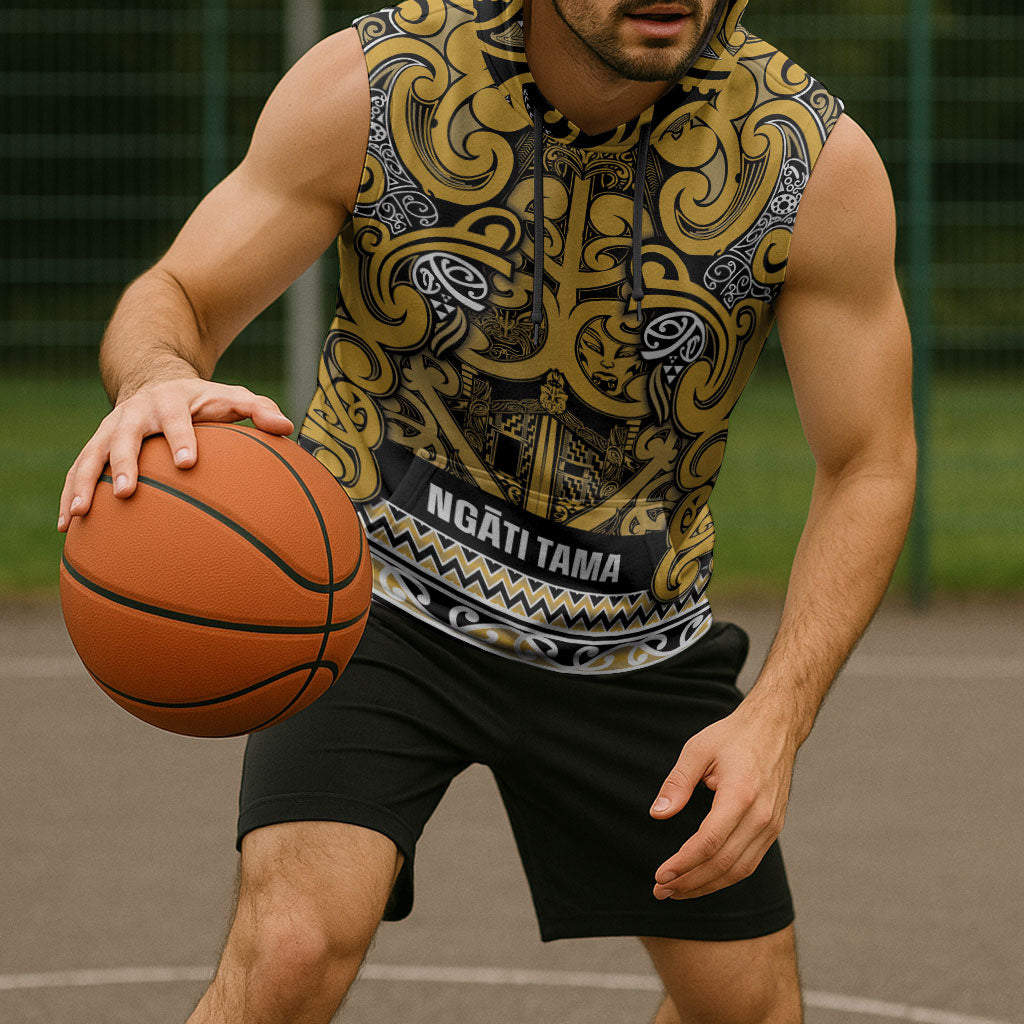 Aotearoa Iwi Ngāti Tama ki Te Waipounamu Trust Sleeveless Hoodie Maori Wharenui House Tribal Pattern LT9 - Polynesian Pride