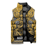 Aotearoa Iwi Ngāti Tama ki Te Waipounamu Trust Sleeveless Puffer Jacket Maori Wharenui House Tribal Pattern LT9 - Polynesian Pride