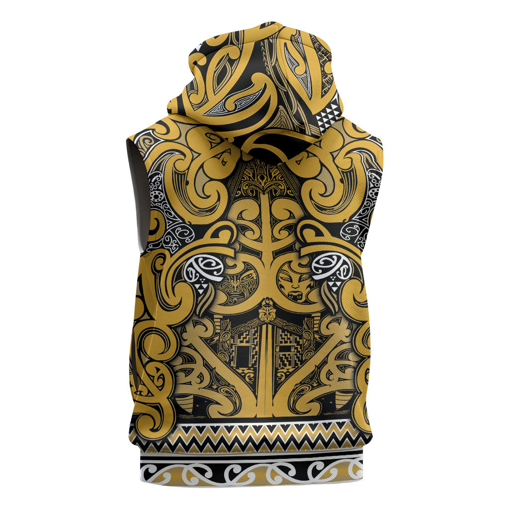 Aotearoa Iwi Ngāti Tama ki Te Waipounamu Trust Sleeveless Zip Hoodie Maori Wharenui House Tribal Pattern LT9 - Polynesian Pride