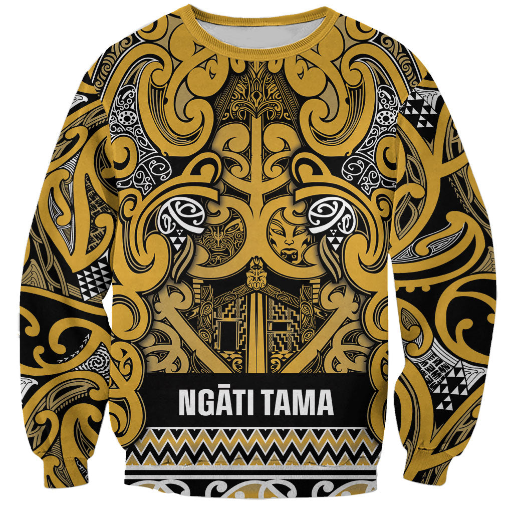 Aotearoa Iwi Ngāti Tama ki Te Waipounamu Trust Sweatshirt Maori Wharenui House Tribal Pattern LT9 Unisex Gold - Polynesian Pride