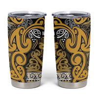 Aotearoa Iwi Ngāti Tama ki Te Waipounamu Trust Tumbler Cup Maori Wharenui House Tribal Pattern LT9 Gold - Polynesian Pride