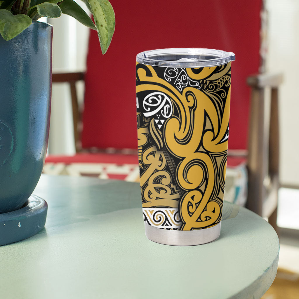 Aotearoa Iwi Ngāti Tama ki Te Waipounamu Trust Tumbler Cup Maori Wharenui House Tribal Pattern LT9 - Polynesian Pride