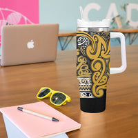 Aotearoa Iwi Ngāti Tama ki Te Waipounamu Trust Tumbler With Handle Maori Wharenui House Tribal Pattern LT9 - Polynesian Pride