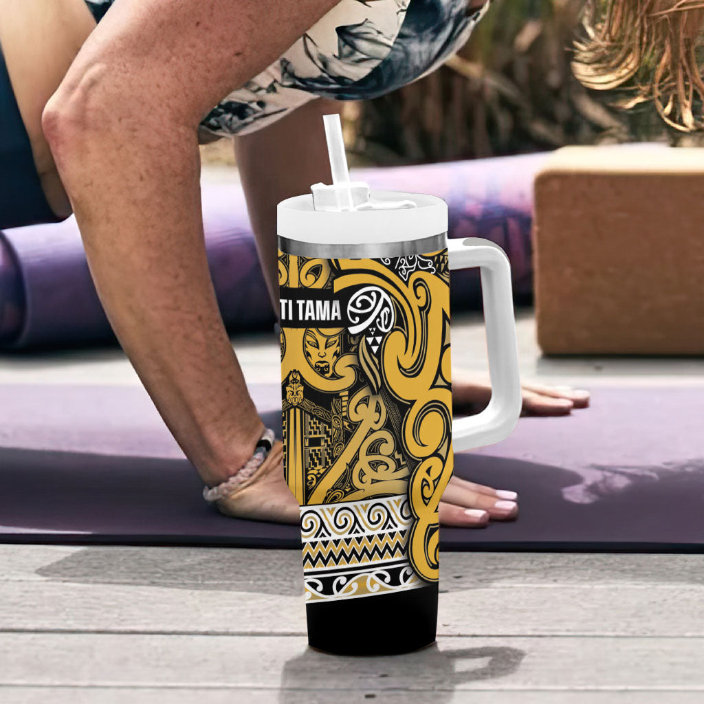 Aotearoa Iwi Ngāti Tama ki Te Waipounamu Trust Tumbler With Handle Maori Wharenui House Tribal Pattern LT9 - Polynesian Pride