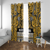 Aotearoa Iwi Ngāti Tama ki Te Waipounamu Trust Window Curtain Maori Wharenui House Tribal Pattern LT9 With Grommets Gold - Polynesian Pride