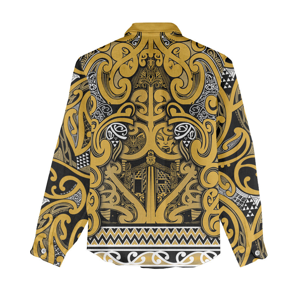 Aotearoa Iwi Ngāti Tama ki Te Waipounamu Trust Women Casual Shirt Maori Wharenui House Tribal Pattern LT9 - Polynesian Pride