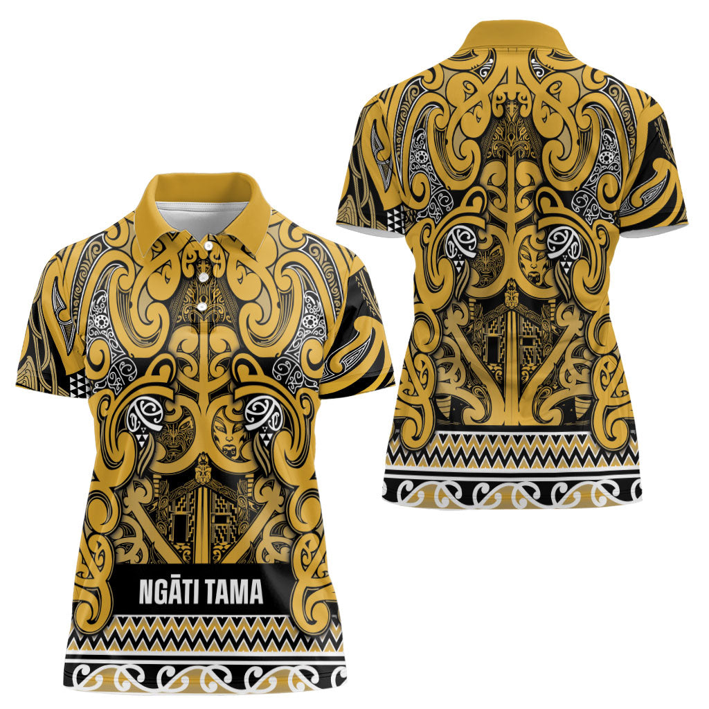 Aotearoa Iwi Ngāti Tama ki Te Waipounamu Trust Women Polo Shirt Maori Wharenui House Tribal Pattern LT9 - Polynesian Pride