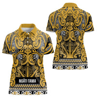 Aotearoa Iwi Ngāti Tama ki Te Waipounamu Trust Women Polo Shirt Maori Wharenui House Tribal Pattern LT9 - Polynesian Pride