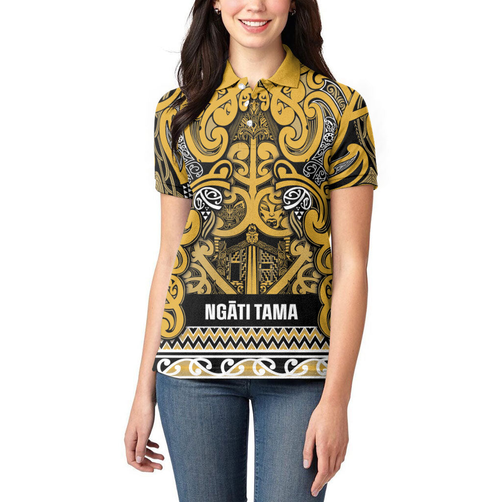 Aotearoa Iwi Ngāti Tama ki Te Waipounamu Trust Women Polo Shirt Maori Wharenui House Tribal Pattern LT9 - Polynesian Pride