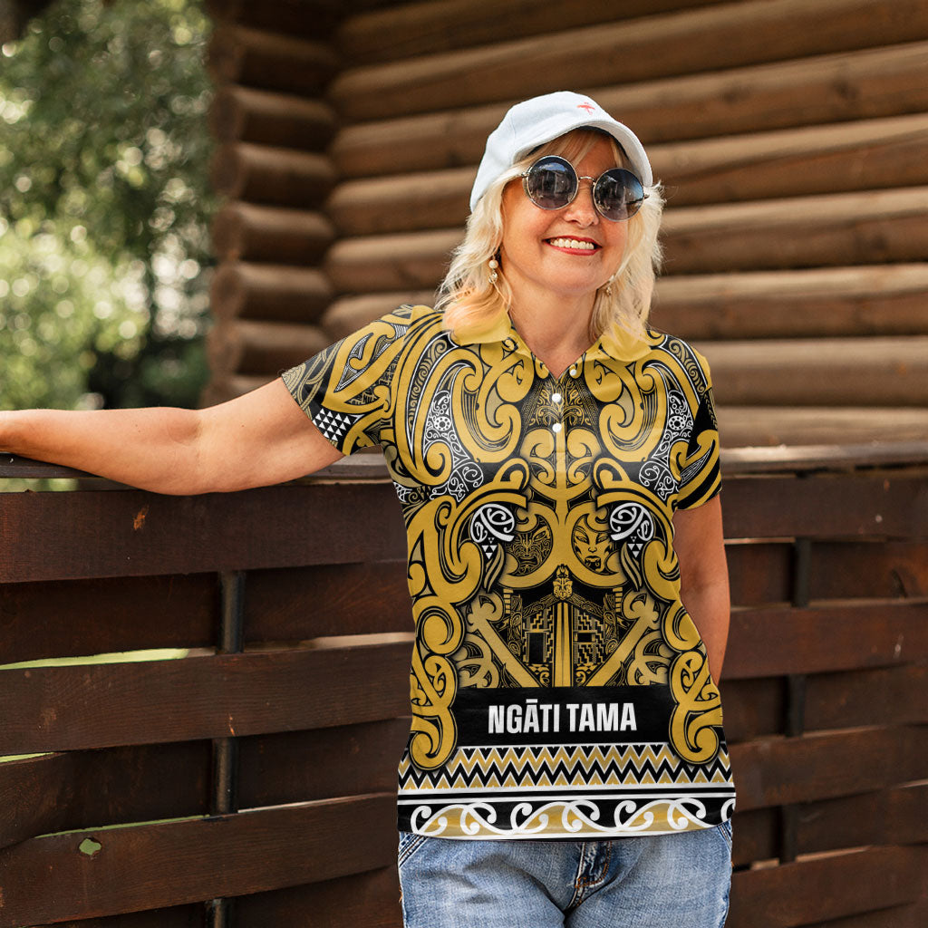 Aotearoa Iwi Ngāti Tama ki Te Waipounamu Trust Women Polo Shirt Maori Wharenui House Tribal Pattern LT9 - Polynesian Pride