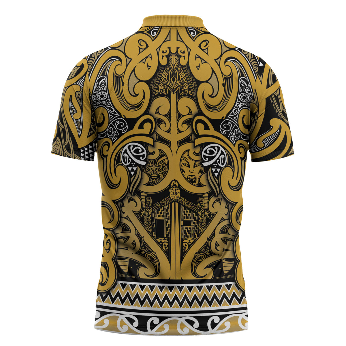 Aotearoa Iwi Ngāti Tama ki Te Waipounamu Trust Zipper Polo Shirt Maori Wharenui House Tribal Pattern LT9 - Polynesian Pride