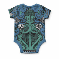 Aotearoa Iwi Ngati Mutunga Baby Onesie Maori Wharenui House Tribal Pattern