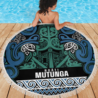 Aotearoa Iwi Ngati Mutunga Beach Blanket Maori Wharenui House Tribal Pattern