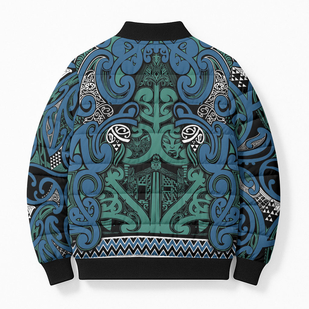 Aotearoa Iwi Ngati Mutunga Bomber Puffer Jacket Maori Wharenui House Tribal Pattern