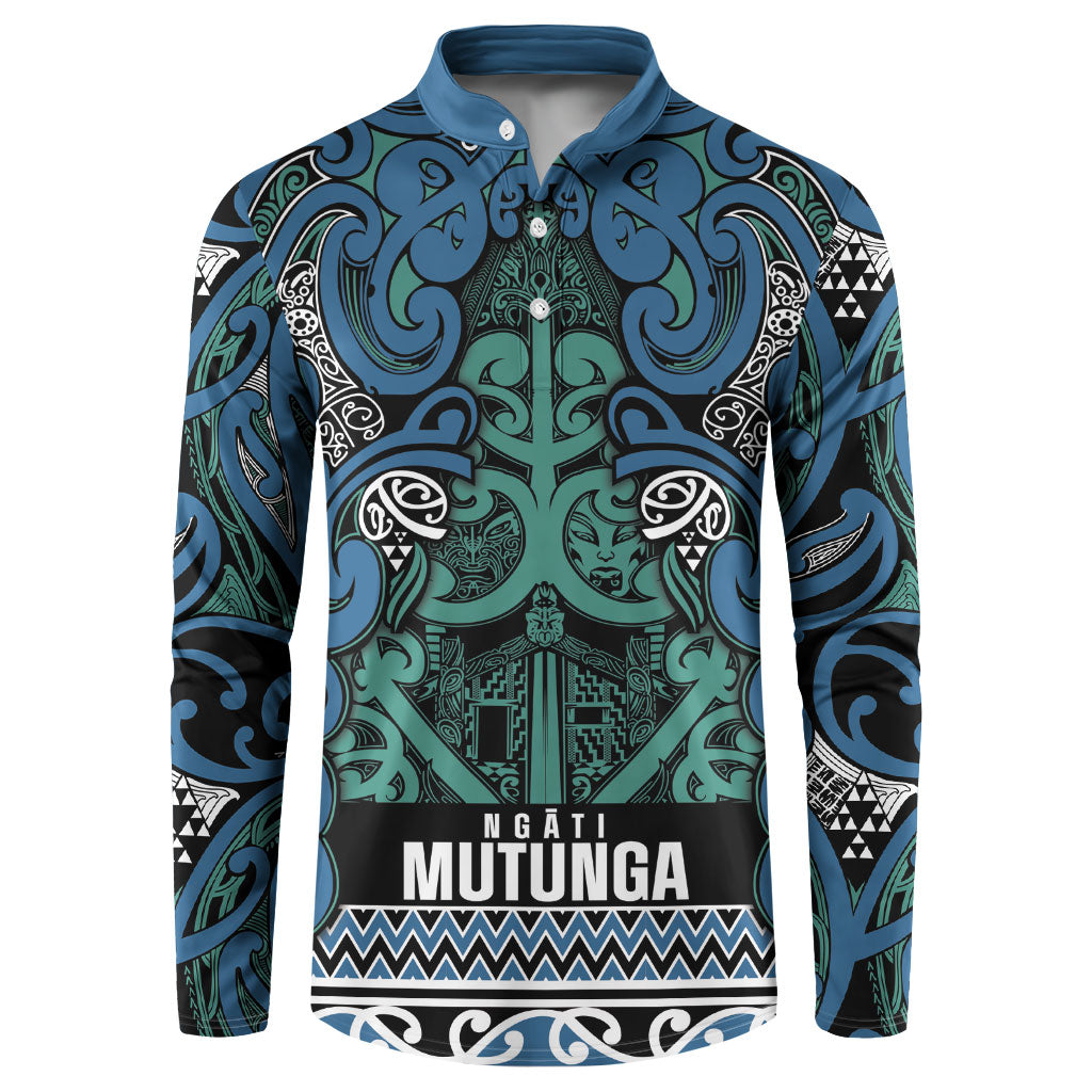Aotearoa Iwi Ngati Mutunga Button Sweatshirt Maori Wharenui House Tribal Pattern