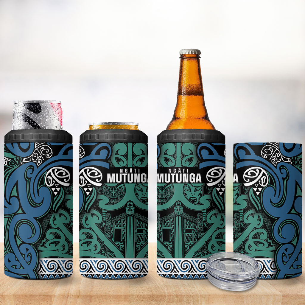 Aotearoa Iwi Ngati Mutunga 4 in 1 Can Cooler Tumbler Maori Wharenui House Tribal Pattern