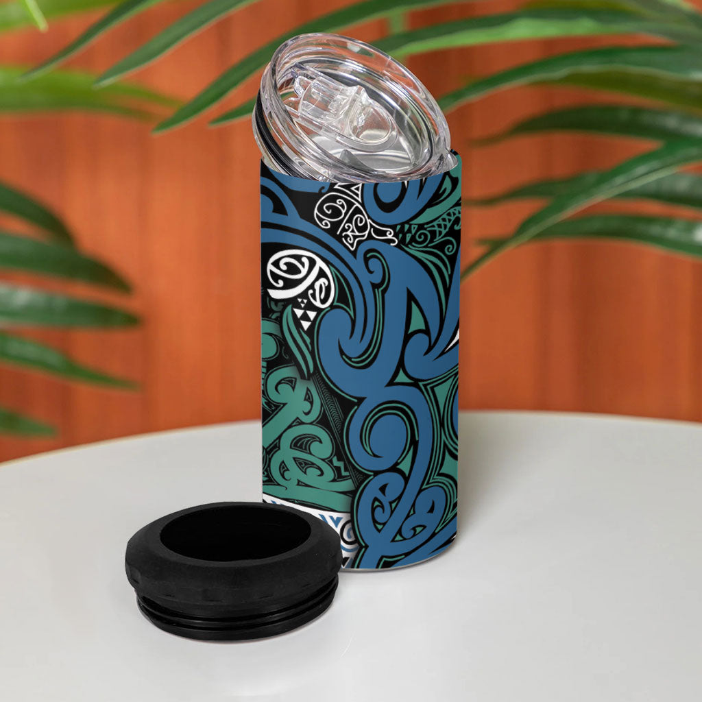 Aotearoa Iwi Ngati Mutunga 4 in 1 Can Cooler Tumbler Maori Wharenui House Tribal Pattern