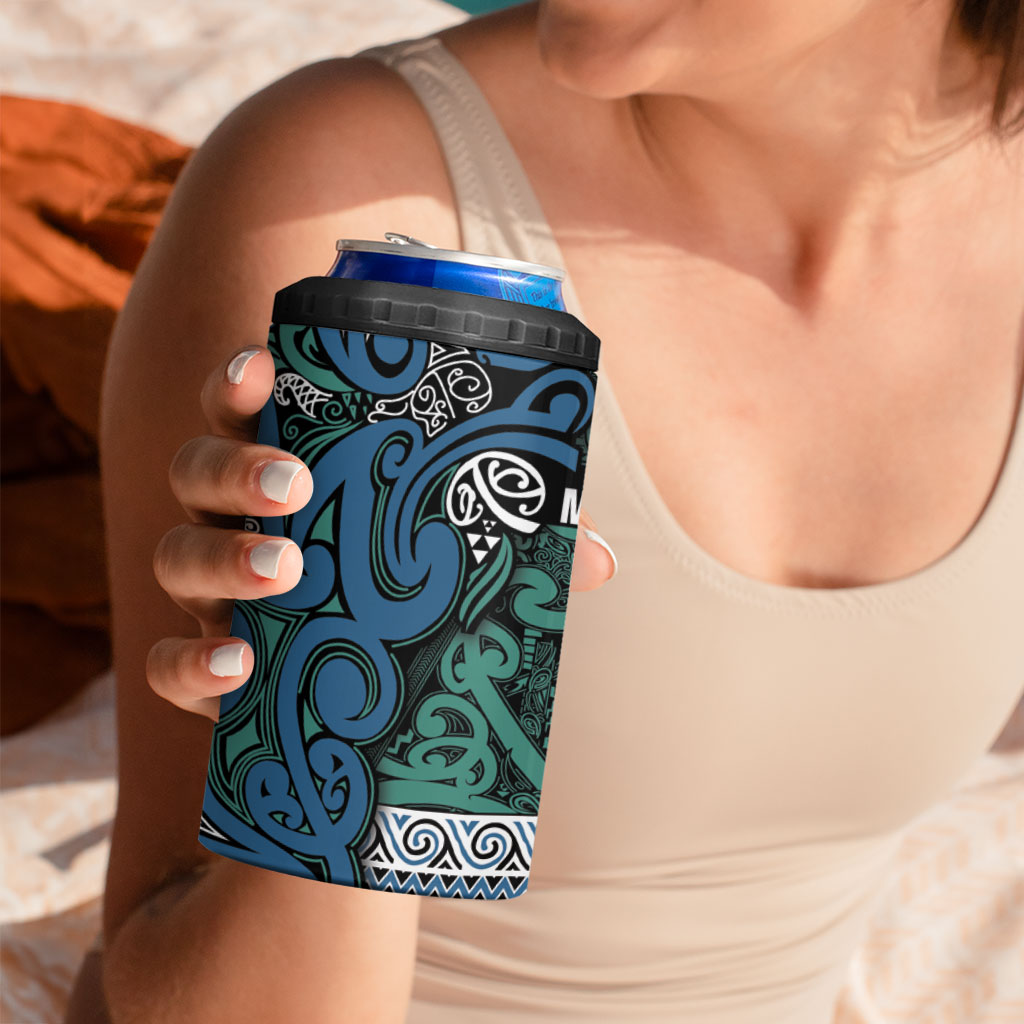 Aotearoa Iwi Ngati Mutunga 4 in 1 Can Cooler Tumbler Maori Wharenui House Tribal Pattern