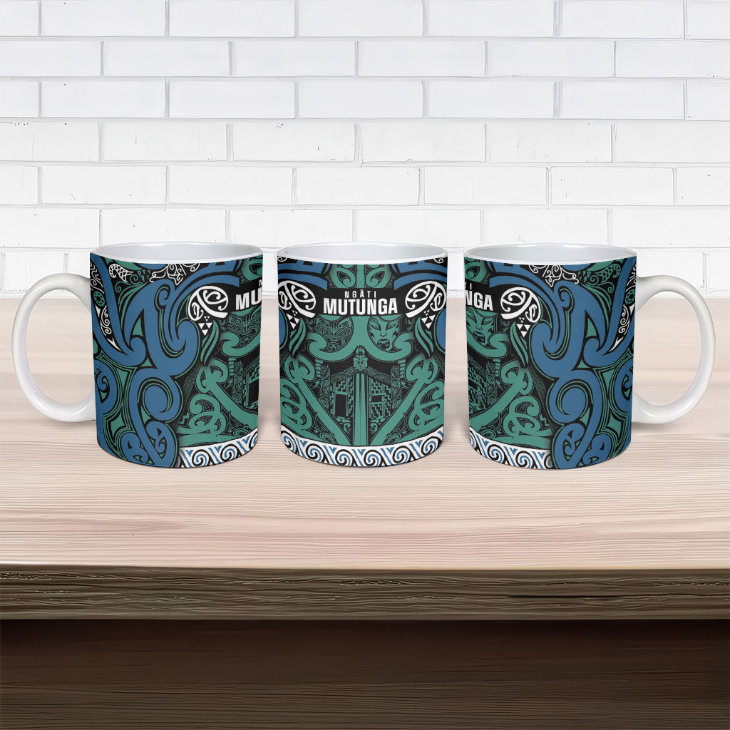 Aotearoa Iwi Ngati Mutunga Ceramic Mug Maori Wharenui House Tribal Pattern