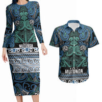 Aotearoa Iwi Ngati Mutunga Couples Matching Long Sleeve Bodycon Dress and Hawaiian Shirt Maori Wharenui House Tribal Pattern