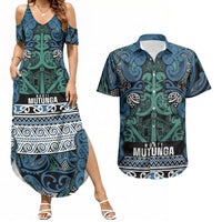 Aotearoa Iwi Ngati Mutunga Couples Matching Summer Maxi Dress and Hawaiian Shirt Maori Wharenui House Tribal Pattern