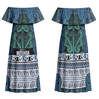 Aotearoa Iwi Ngati Mutunga Family Matching Off Shoulder Maxi Dress and Hawaiian Shirt Maori Wharenui House Tribal Pattern