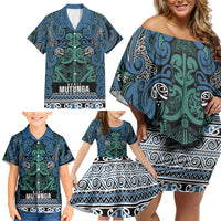 Aotearoa Iwi Ngati Mutunga Family Matching Off Shoulder Short Dress and Hawaiian Shirt Maori Wharenui House Tribal Pattern