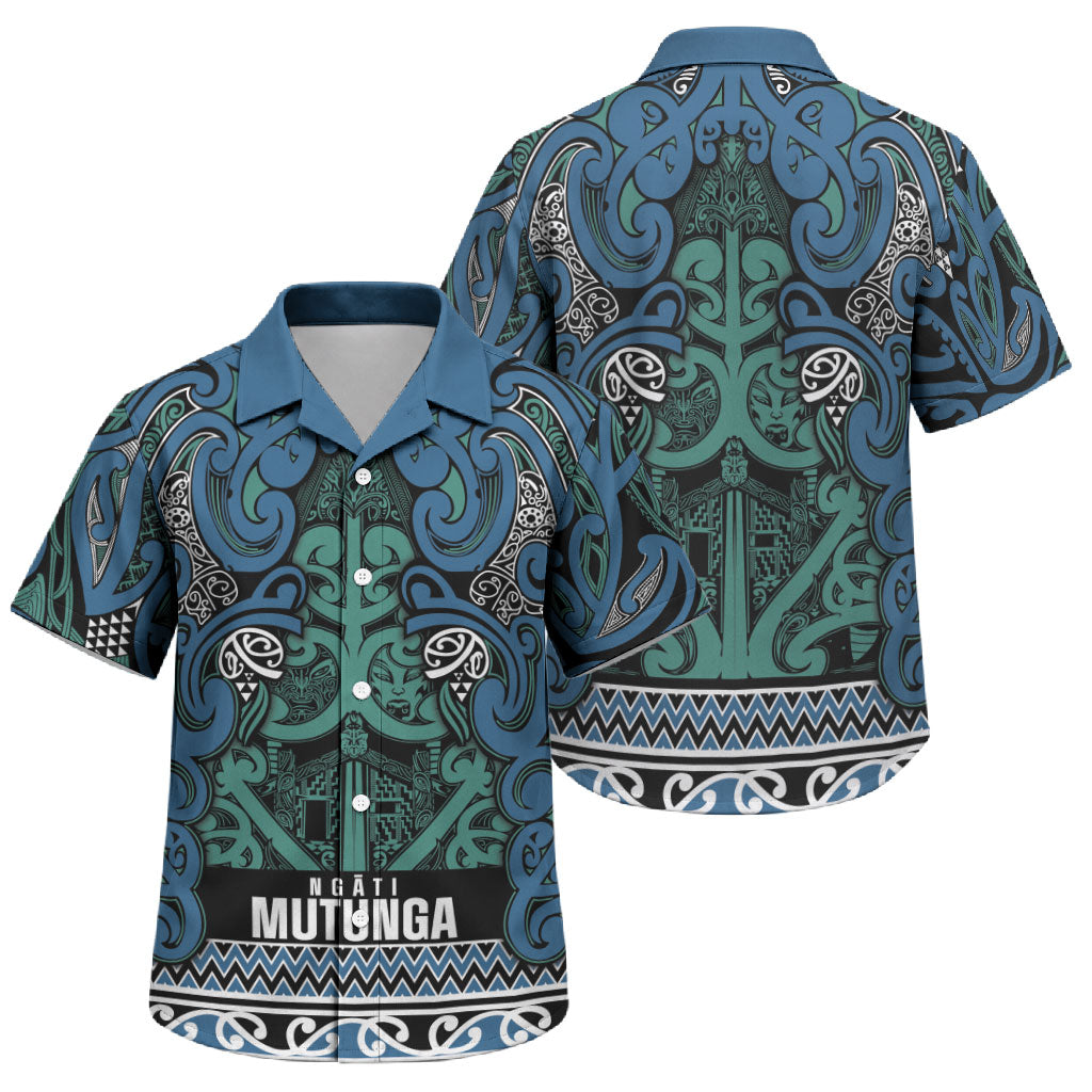 Aotearoa Iwi Ngati Mutunga Family Matching Off Shoulder Short Dress and Hawaiian Shirt Maori Wharenui House Tribal Pattern