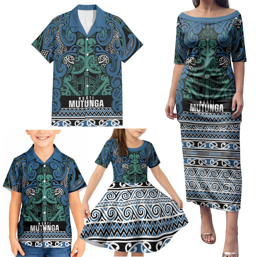 Aotearoa Iwi Ngati Mutunga Family Matching Puletasi and Hawaiian Shirt Maori Wharenui House Tribal Pattern