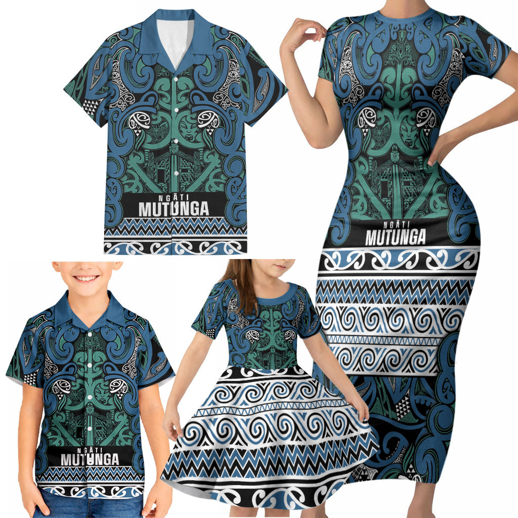 Aotearoa Iwi Ngati Mutunga Family Matching Short Sleeve Bodycon Dress and Hawaiian Shirt Maori Wharenui House Tribal Pattern LT9 - Polynesian Pride