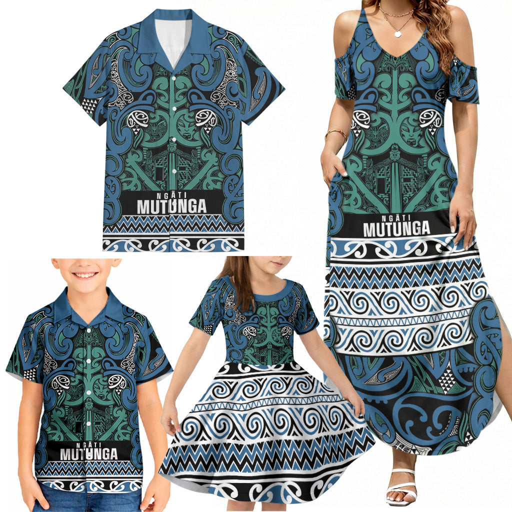 Aotearoa Iwi Ngati Mutunga Family Matching Summer Maxi Dress and Hawaiian Shirt Maori Wharenui House Tribal Pattern