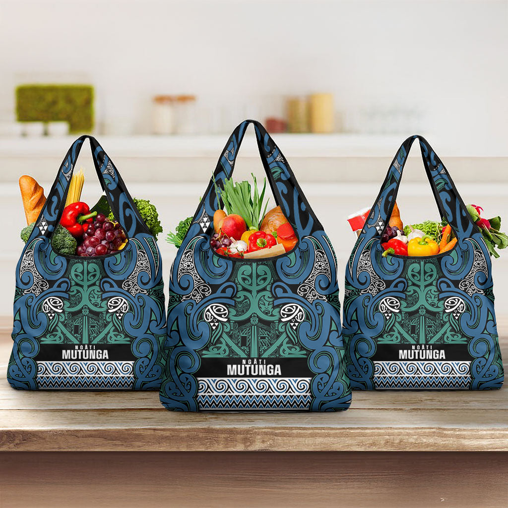 Aotearoa Iwi Ngati Mutunga Grocery Bag Maori Wharenui House Tribal Pattern