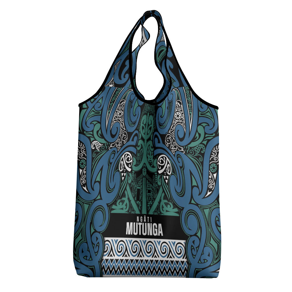 Aotearoa Iwi Ngati Mutunga Grocery Bag Maori Wharenui House Tribal Pattern
