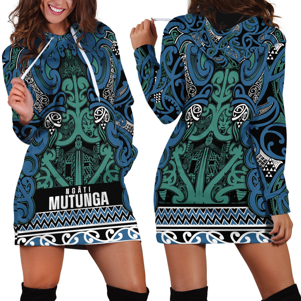 Aotearoa Iwi Ngati Mutunga Hoodie Dress Maori Wharenui House Tribal Pattern