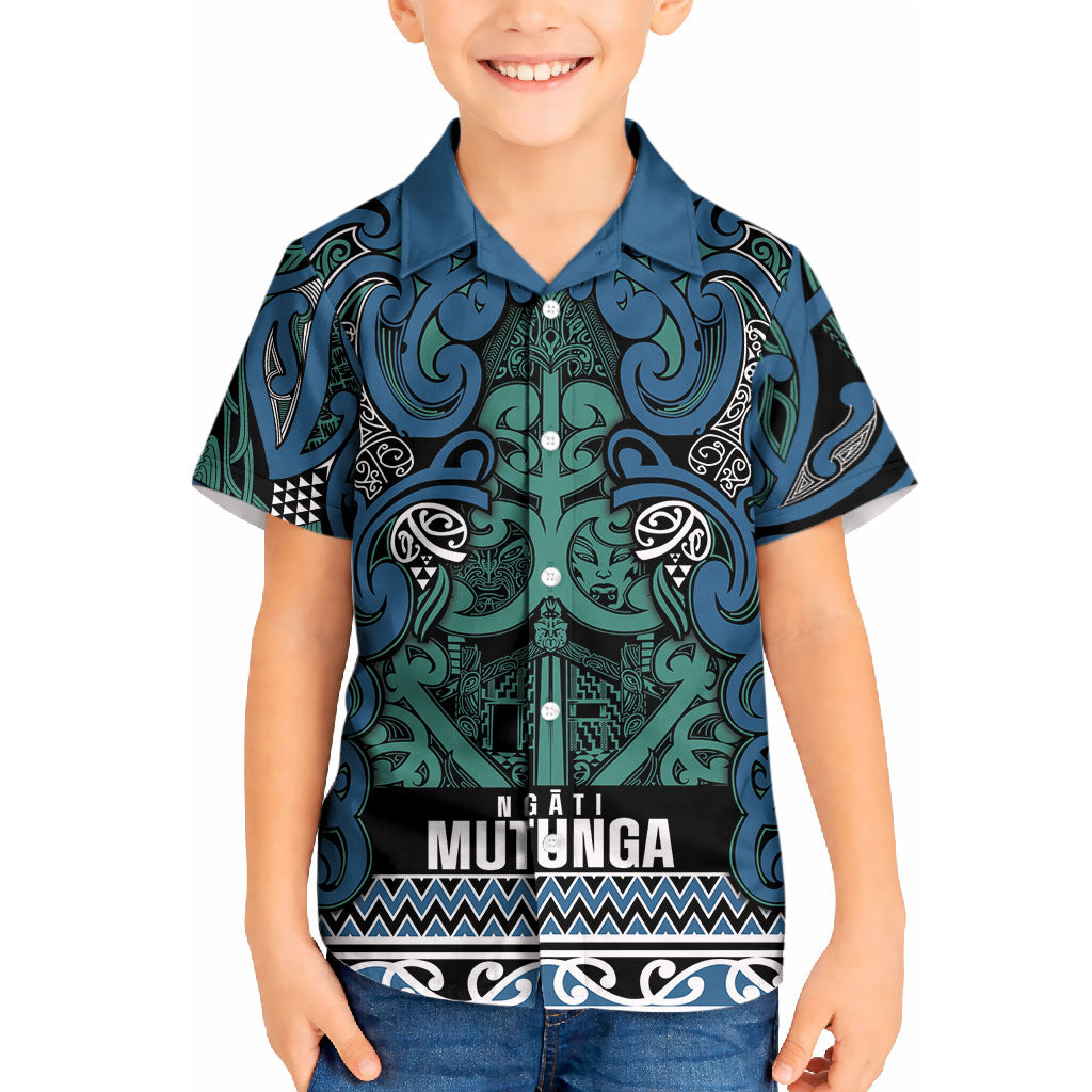 Aotearoa Iwi Ngati Mutunga Kid Hawaiian Shirt Maori Wharenui House Tribal Pattern